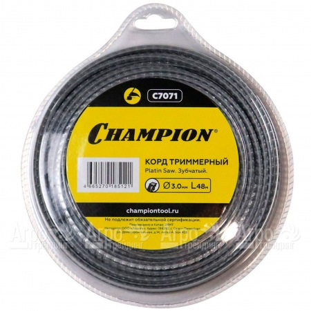 Корд триммерный Champion Platin Saw 3.0мм, 48м (зубчатый)+нож  в Вологде