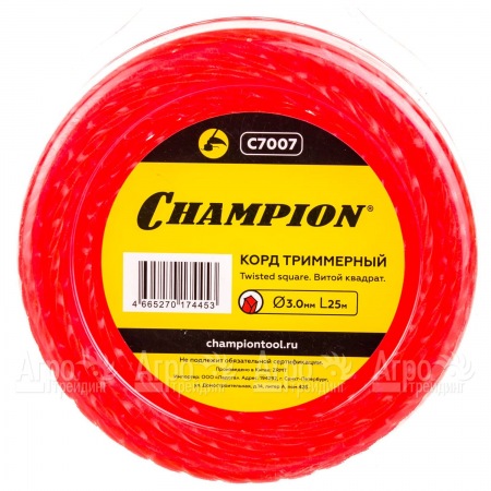 Корд триммерный Champion Twisted Square 3.0мм, 25м (витой квадрат)  в Вологде