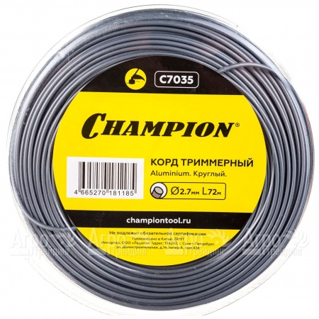 Корд триммерный Champion Aluminium 2.7мм, 72м (круглый)+нож  в Вологде