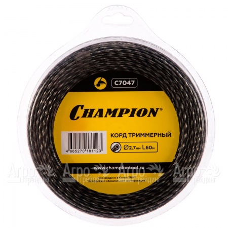 Корд триммерный Champion Tri-twist 2.7мм, 60м (витой треугольник)+нож  в Вологде