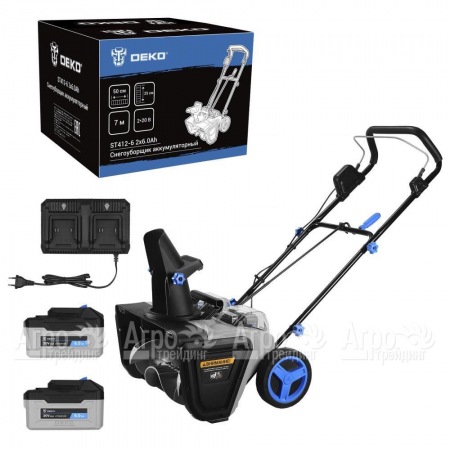 Снегоуборщик аккумуляторный DEKO ST412-6 2х6 Ач в Вологде